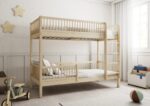 Molly drewniane łóżko piętrowe z okrągłymi szczebelkami na wysokich nogach