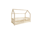 POLLIE drewniane łóżko dziecięce domek z barierką płotek niskie