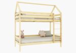 FLORENCE PIĘTROWA drewniane łóżko piętrowe domek z prostymi barierkami na wysokich nogach