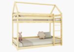 FLORENCE PIĘTROWE drewniane łóżko piętrowe domek z prostymi barierkami