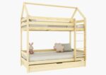 FLORENCE DUO PIĘTROWA drewniane łóżko piętrowe domek z prostymi barierkami i szufladą z funkcją spania