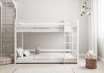 EDDIE drewniane łóżko piętrowe z poziomymi barierkami na wysokich nogach