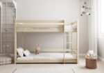 EDDIE drewniane łóżko piętrowe z poziomymi barierkami na niskich nogach