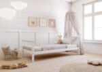 BOHO Z drewniane łóżko dziecięce w stylu boho z okrągłymi szczebelkami i szprosami